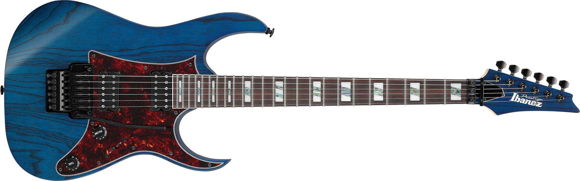 Ibanez Rg653dx Tdf Prestige Jap 2h Rw - Transparent Deep Blue Flat - Elektrische gitaar in Strat vorm - Main picture