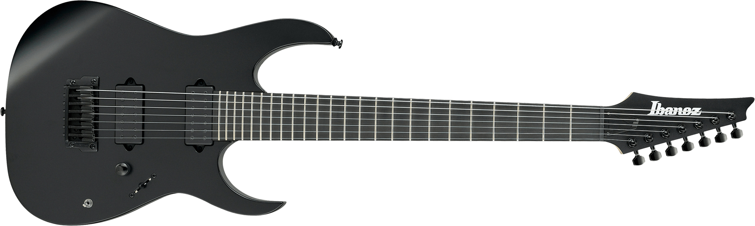 Ibanez Rgixl7 Bkf Iron Label Hh Dimarzio Ht Eb - Black Flat - 7-snarige elektrische gitaar - Main picture