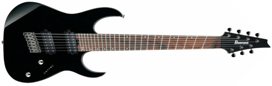 Ibanez Rgms7 Bk 7-cordes Multi-diapason Hh Ht Jat - Black - Multi-scale gitaar - Main picture