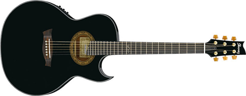 Ibanez Steve Vai Ep5 Bp Euphoria Cw Epicea Acajou Rw - Black Pearl - Elektro-akoestische gitaar - Main picture