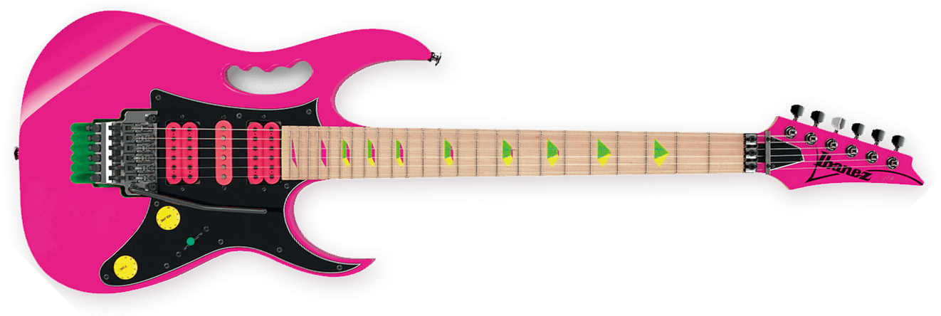 Ibanez Steve Vai Jem777 Sk Japan Hsh Dimarzio Fr - Shocking Pink - Elektrische gitaar in Str-vorm - Main picture