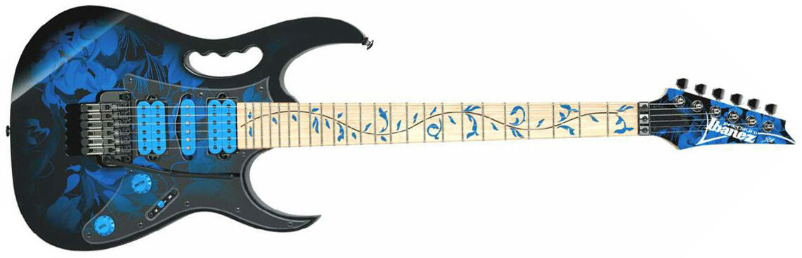Ibanez Steve Vai Jem77p Bfp Premium Hsh Fr Mn - Blue Floral Pattern - Elektrische gitaar in Str-vorm - Main picture