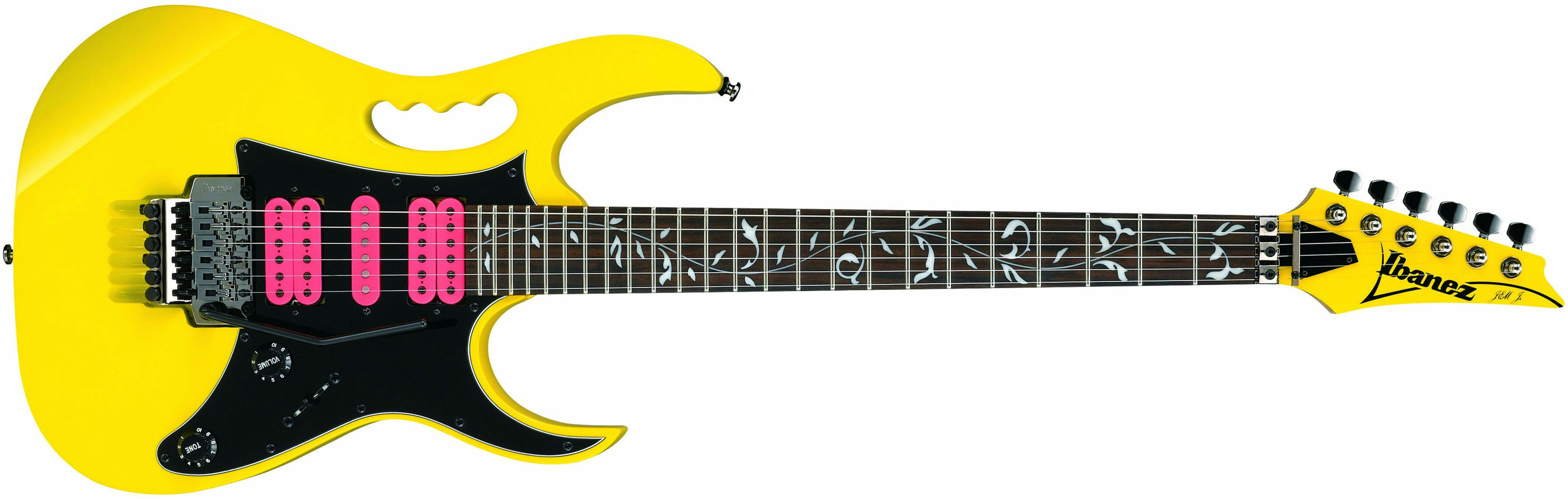 Ibanez Steve Vai Jemjr Ye Signature Hsh Fr Rw - Yellow - Elektrische gitaar in Str-vorm - Main picture