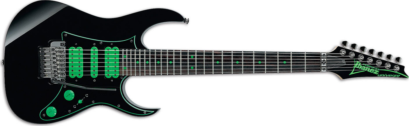 Ibanez Steve Vai Uv70p Bk Universe Premium Signature 7-cordes Hsh Fr Rw - Black - 7-snarige elektrische gitaar - Main picture
