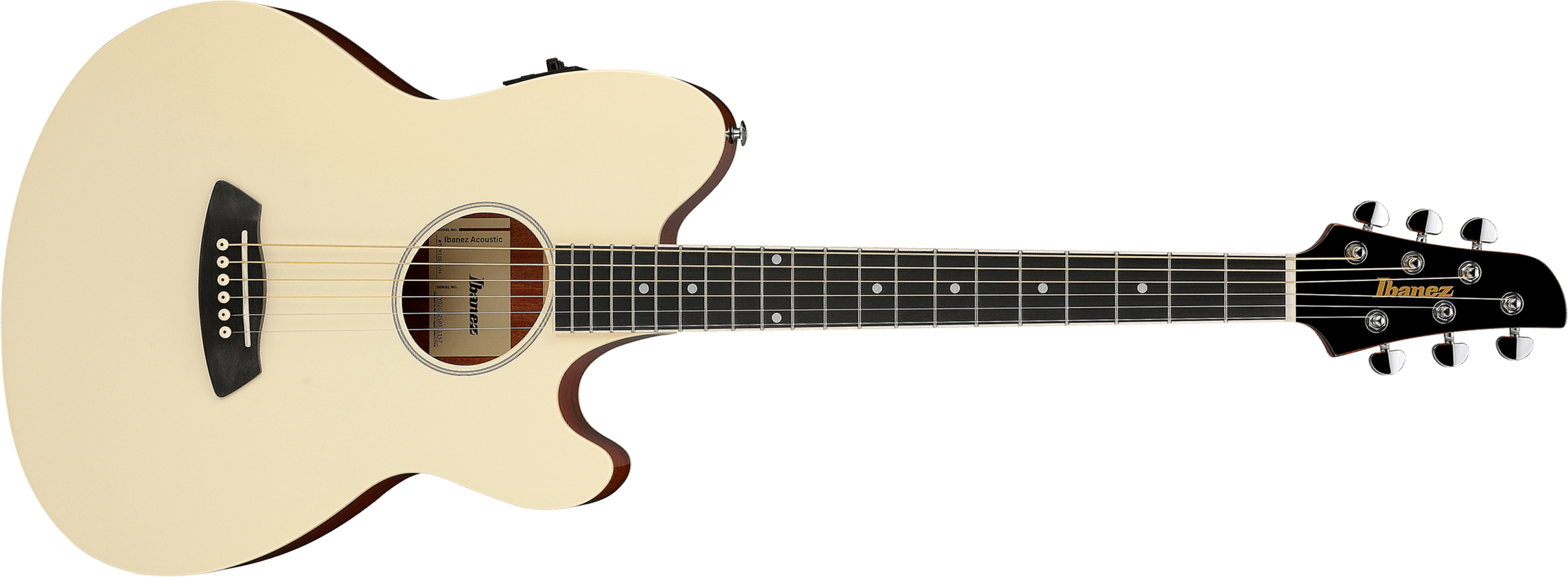 Ibanez Tcy10e Ivh Talman Cw Epicea Sapele Pur - Ivory High Gloss - Folk gitaar - Main picture