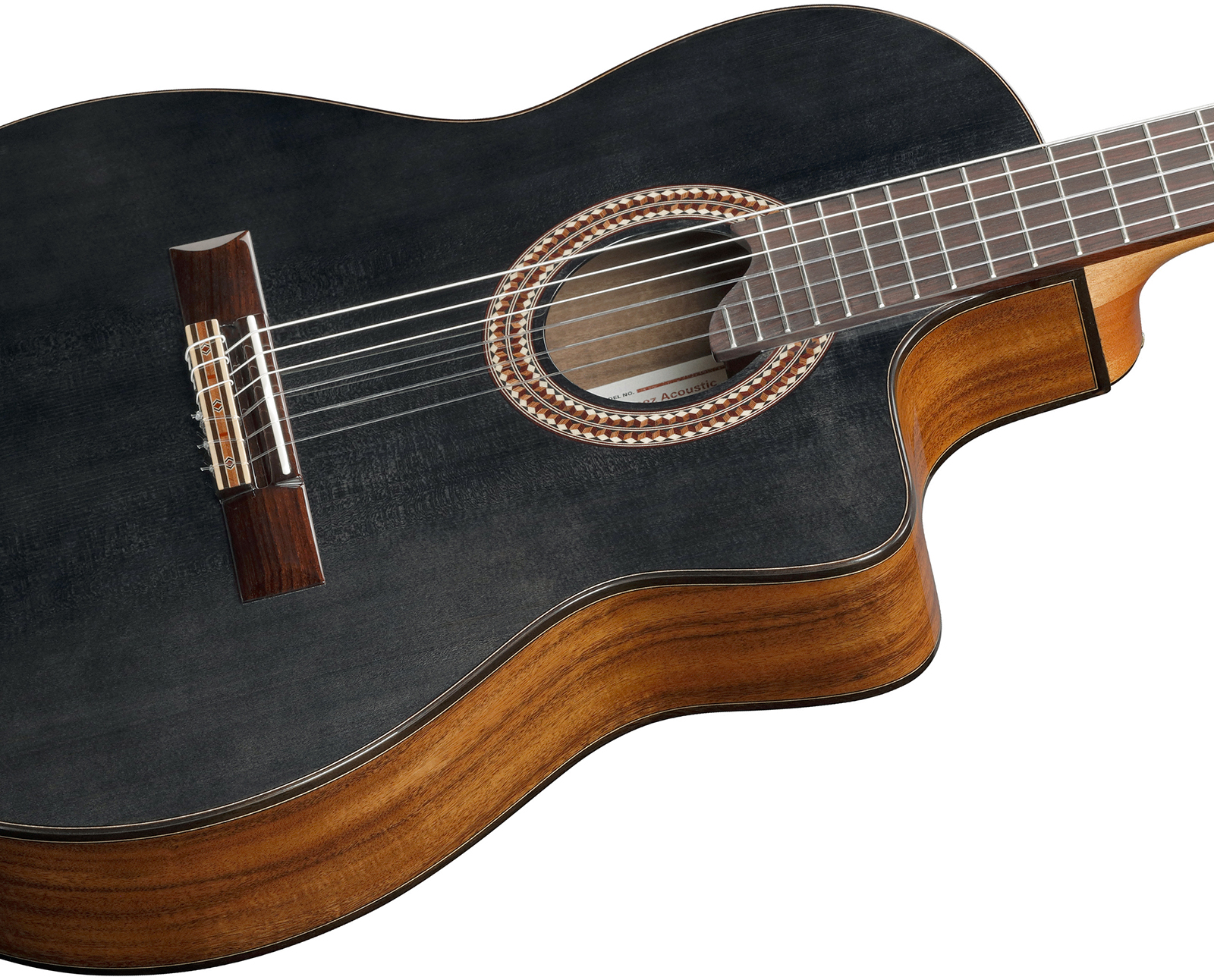 Ibanez Ga360tce Nt Classical 4/4 Thinline Epicea Acacia Rw - Transparent Black High Gloss - Klassieke gitaar 4/4 - Variation 2