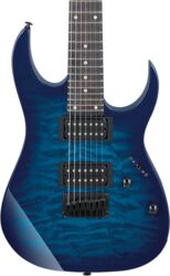 Elektrische gitaar in strat vorm Ibanez GIO GRG7221QA TBB 7-String - transparent blue burst