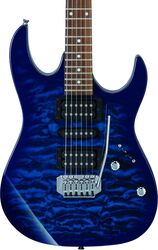 Elektrische gitaar in str-vorm Ibanez GRX70QA TBB GIO - Transparent blue burst