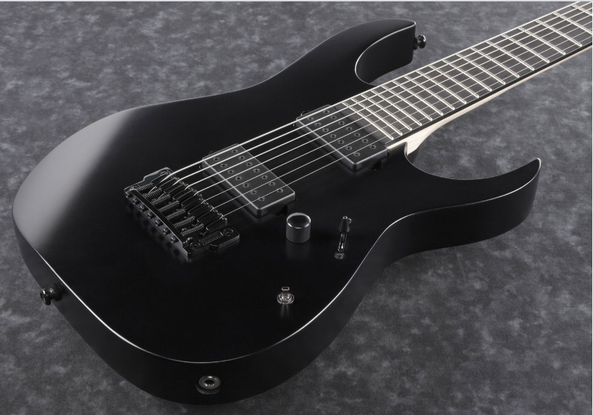 Ibanez Rgixl7 Bkf Iron Label Hh Dimarzio Ht Eb - Black Flat - 7-snarige elektrische gitaar - Variation 1