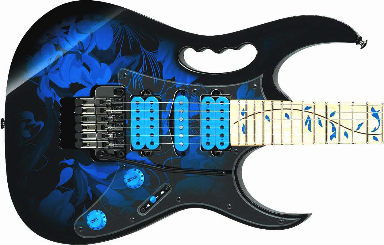 Ibanez Steve Vai Jem77p Bfp Premium Hsh Fr Mn - Blue Floral Pattern - Elektrische gitaar in Str-vorm - Variation 2