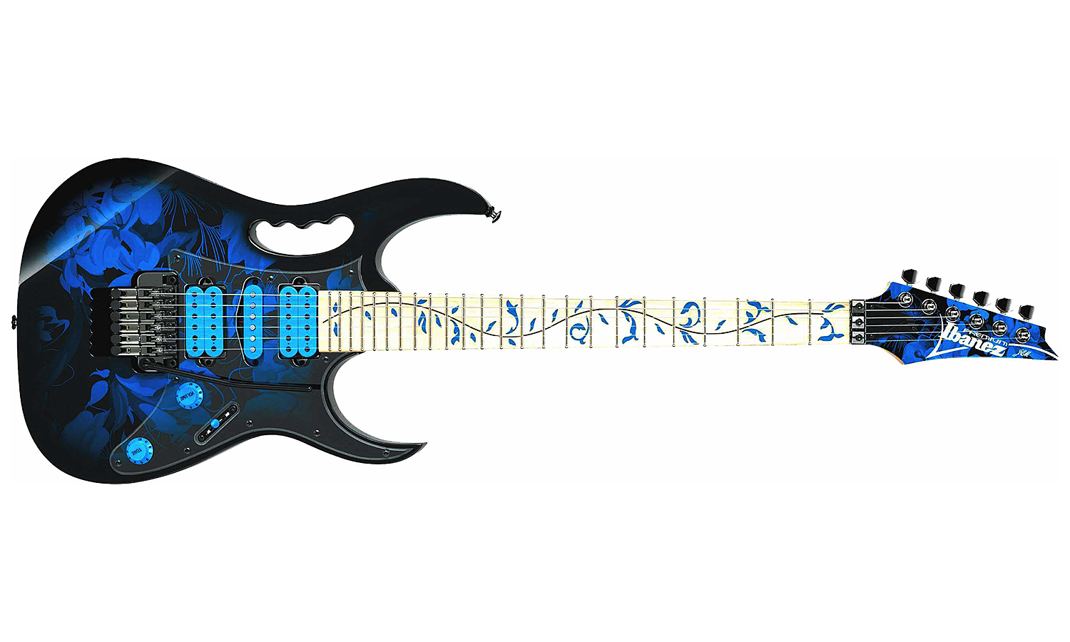 Ibanez Steve Vai Jem77p Bfp Premium Hsh Fr Mn - Blue Floral Pattern - Elektrische gitaar in Str-vorm - Variation 1