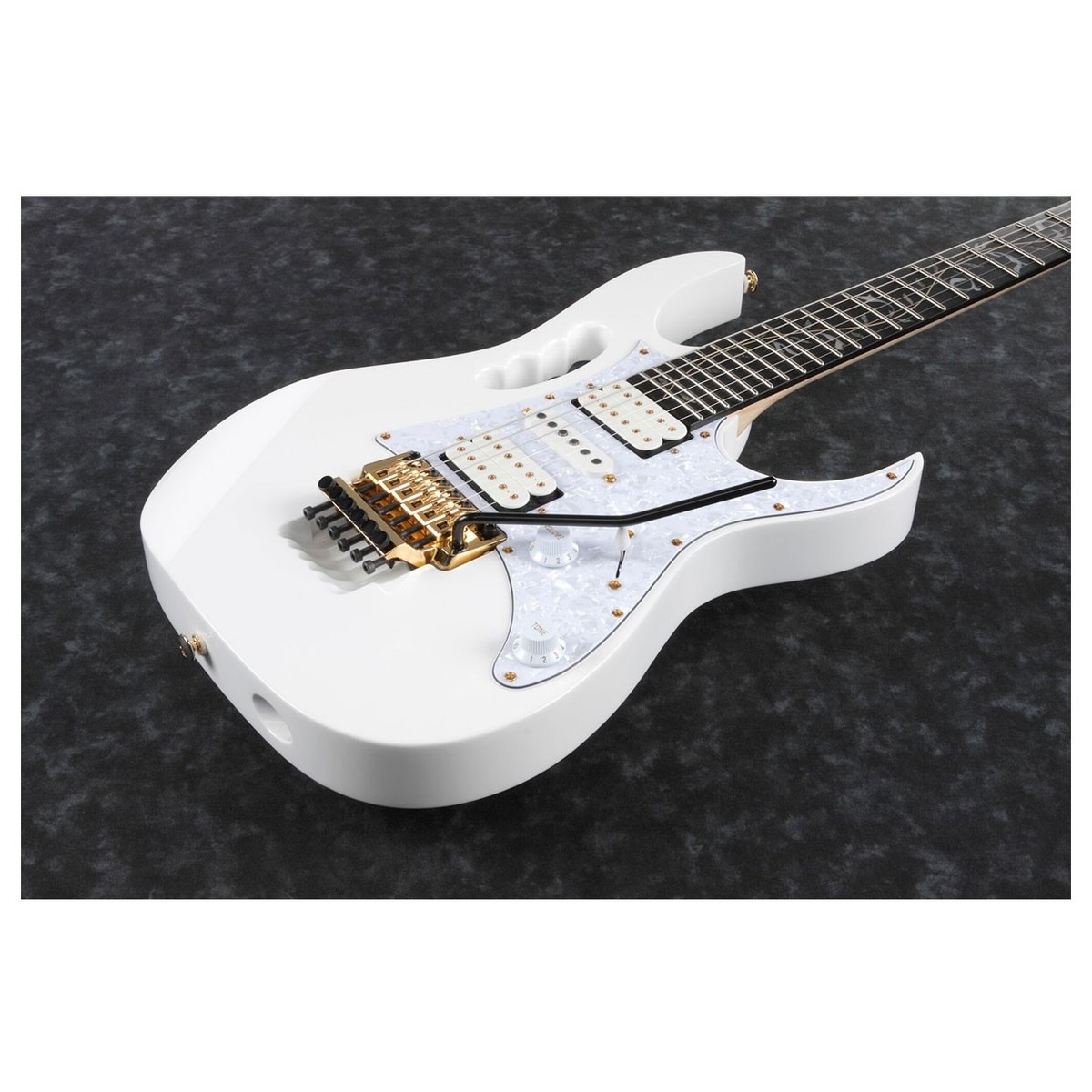 Ibanez Steve Vai Jem7vp Wh Premium Signature Hsh Fr Eb - White - Guitarra eléctrica de doble corte. - Variation 3