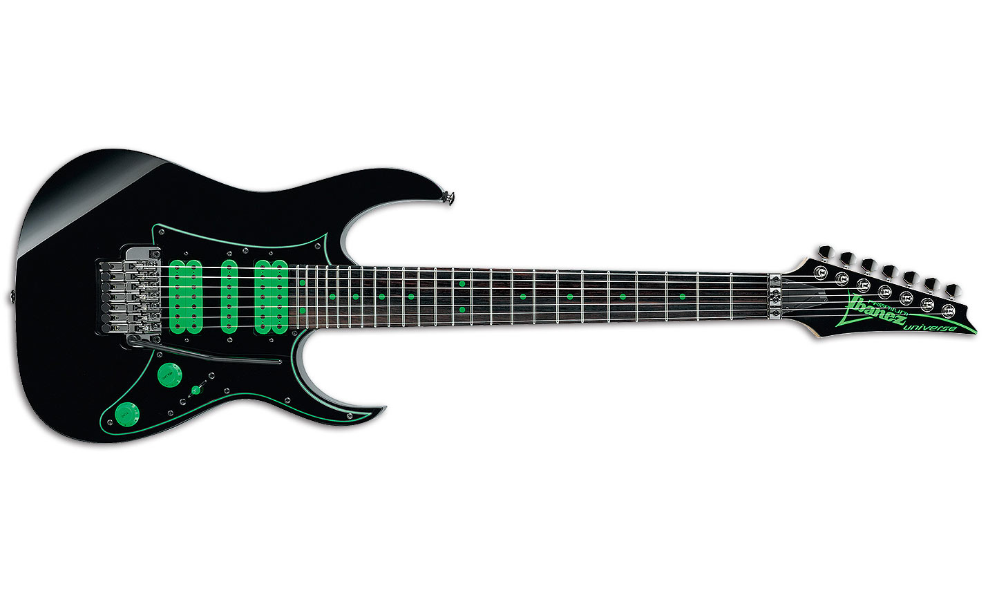 Ibanez Steve Vai Uv70p Bk Universe Premium Signature 7-cordes Hsh Fr Rw - Black - 7-snarige elektrische gitaar - Variation 1