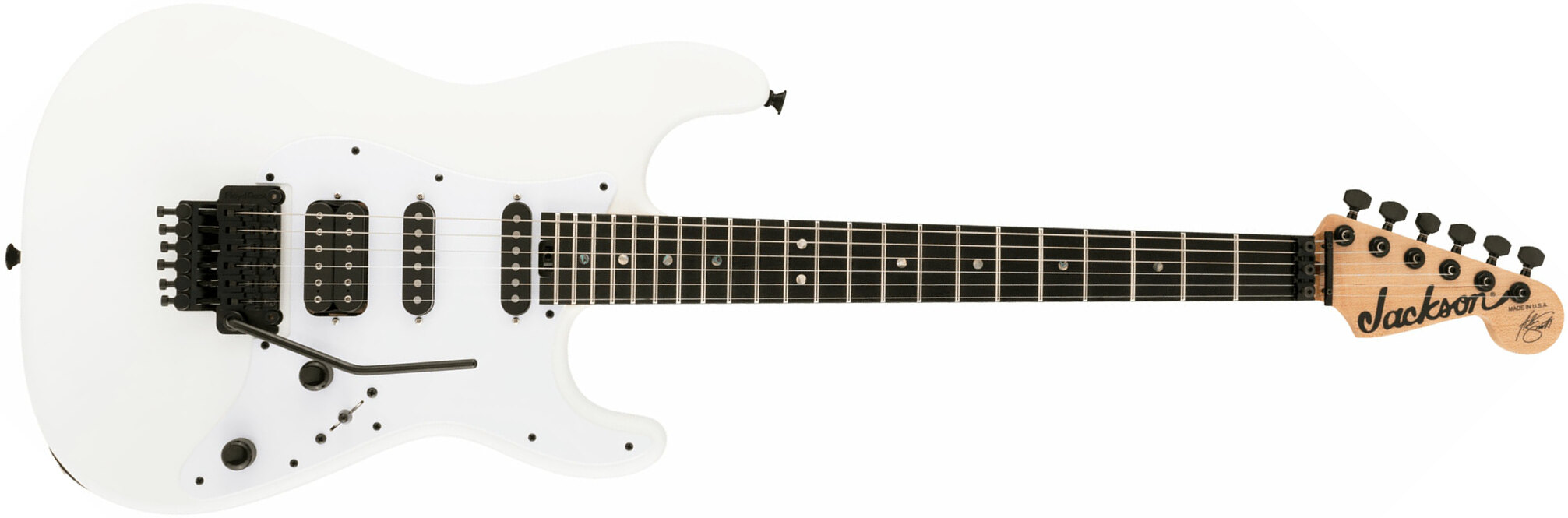 Jackson Adrian Smith San Dimas Usa Signature Hss Dimarzio Fr Ebo - Snow White - Elektrische gitaar in Str-vorm - Main picture