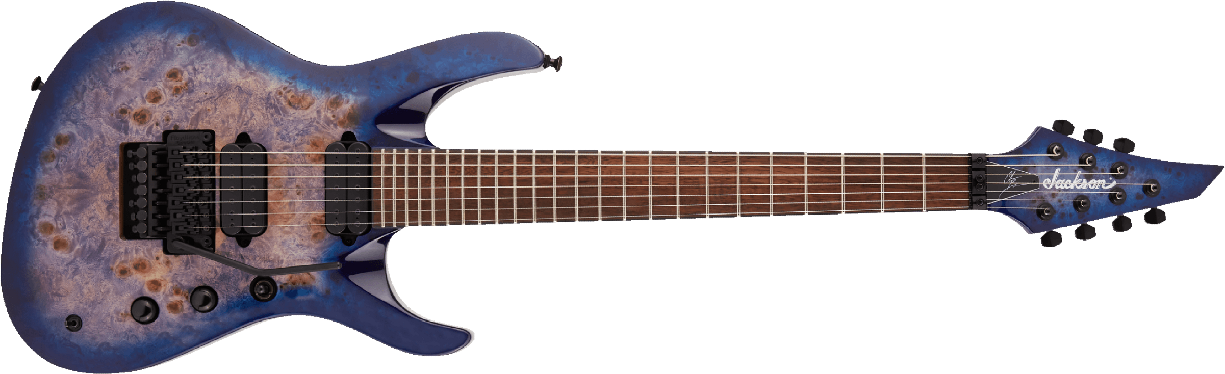 Jackson Chris Broderick Soloist 7 Pro Signature 2h Dimarzio Fr Lau - Trans Blue Poplar - 7-snarige elektrische gitaar - Main picture