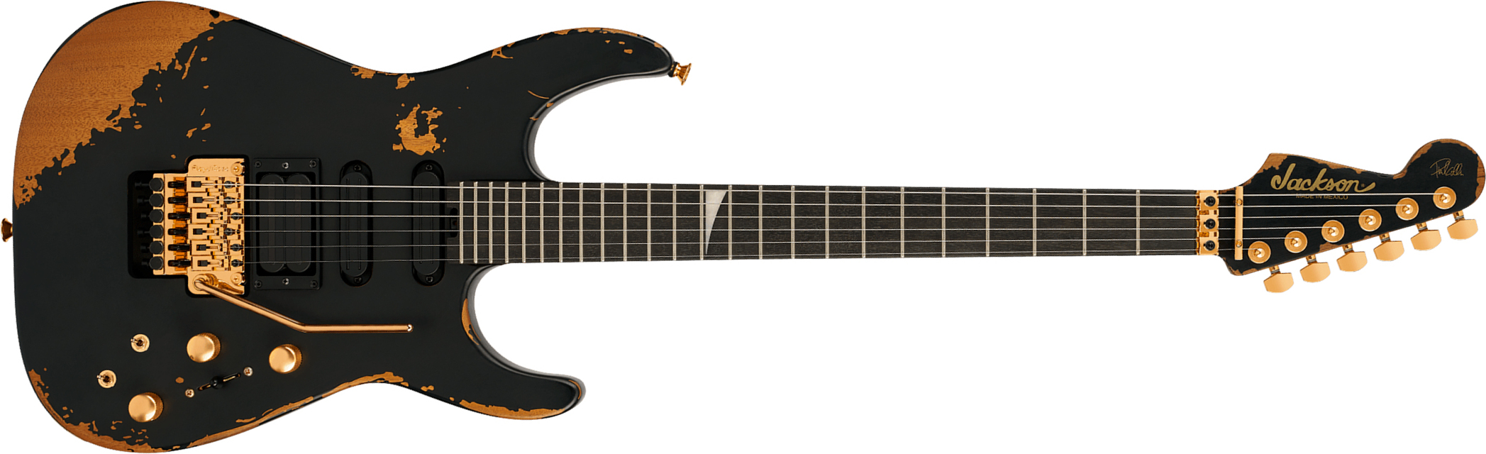 Jackson Phil Collen Pc1e Pro Mex Signature Hsh Fr Eb - Worn Black - Kenmerkende elektrische gitaar - Main picture