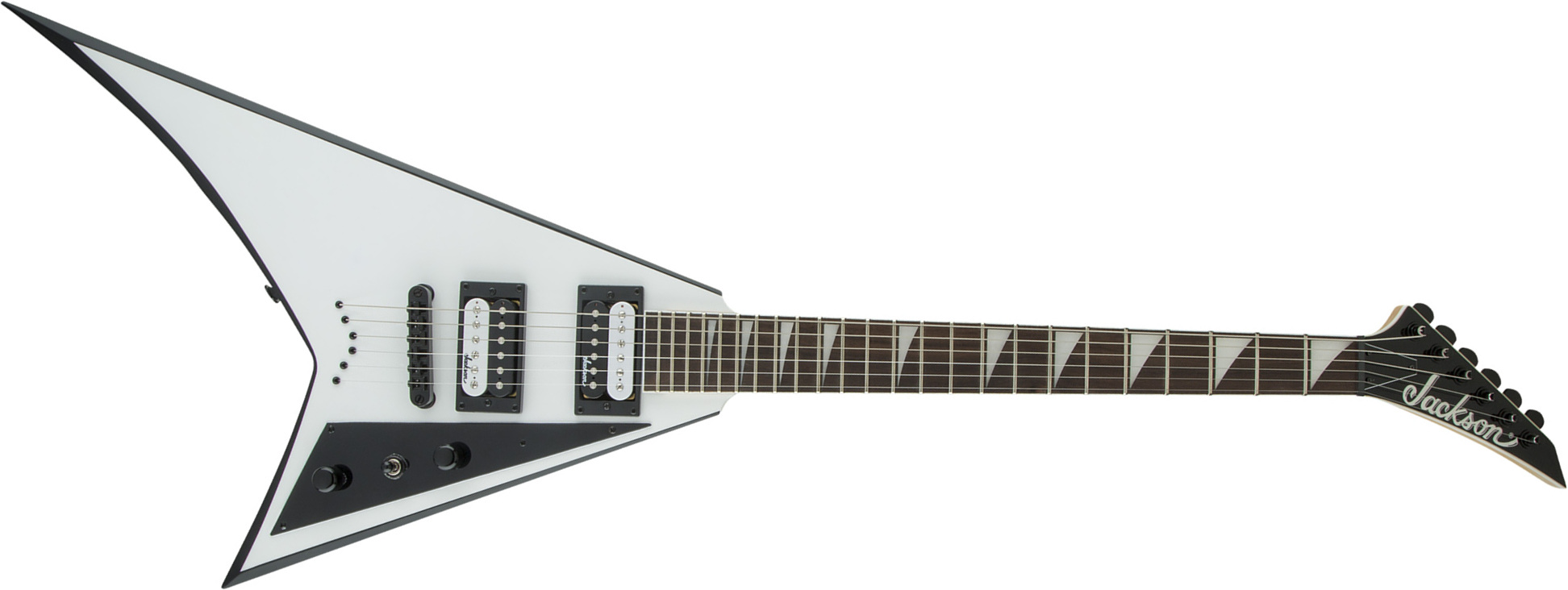 Jackson Randy Rhoads Js32t 2h Ht Ama - White With Black Bevels - Metalen elektrische gitaar - Main picture