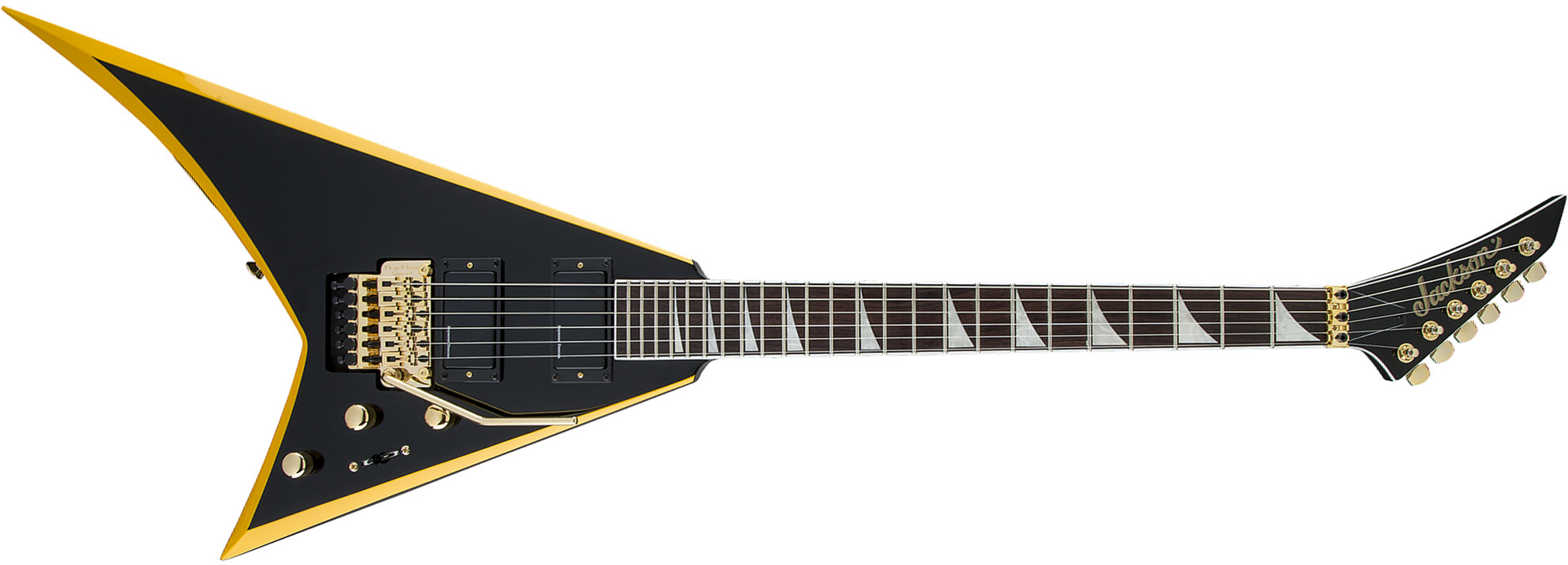 Jackson Rhoads Rrx24 2h Seymour Duncan Fr Lau - Black With Yellow Bevels - Metalen elektrische gitaar - Main picture