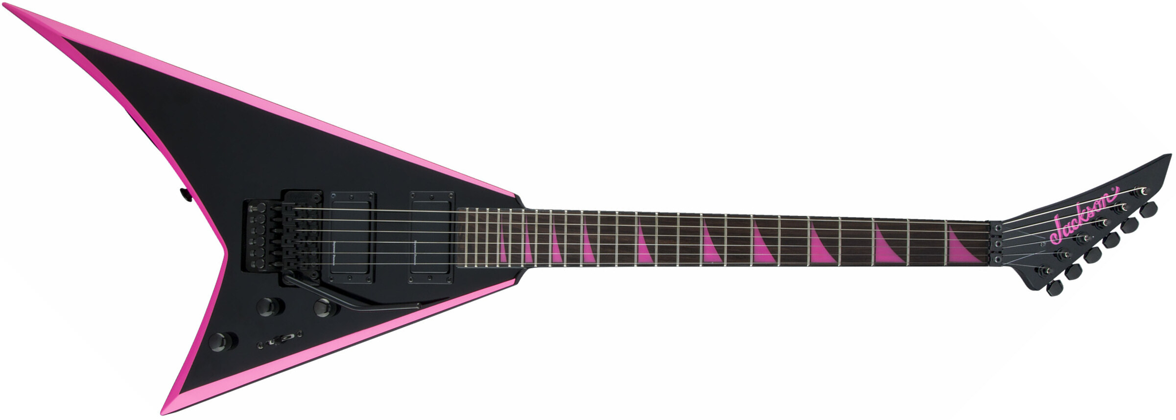 Jackson Rhoads Rrx24 Hh Seymour Duncan Fr Rw - Black With Pink Bevels - Metalen elektrische gitaar - Main picture