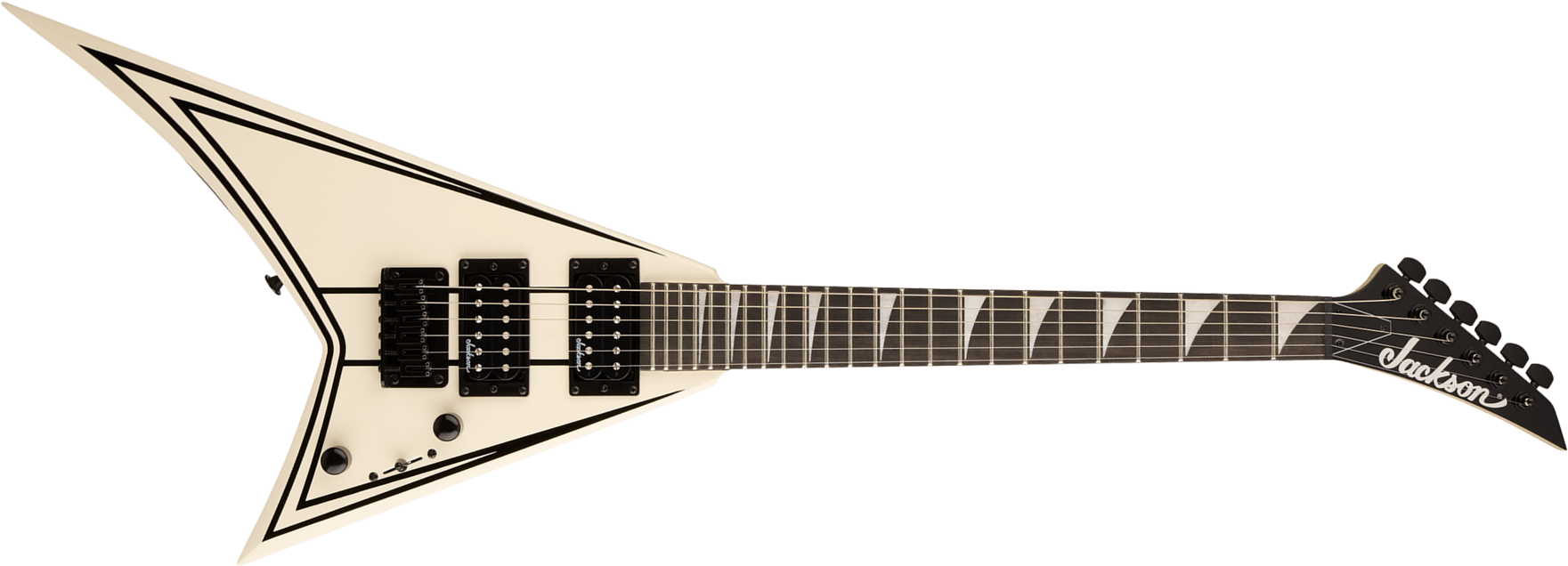 Jackson Rr Minion Js1xm Rhoads Shsc 2h Ht Ama - Snow White W/ Black Pin Stripes - Elektrische gitaar voor kinderen - Main picture