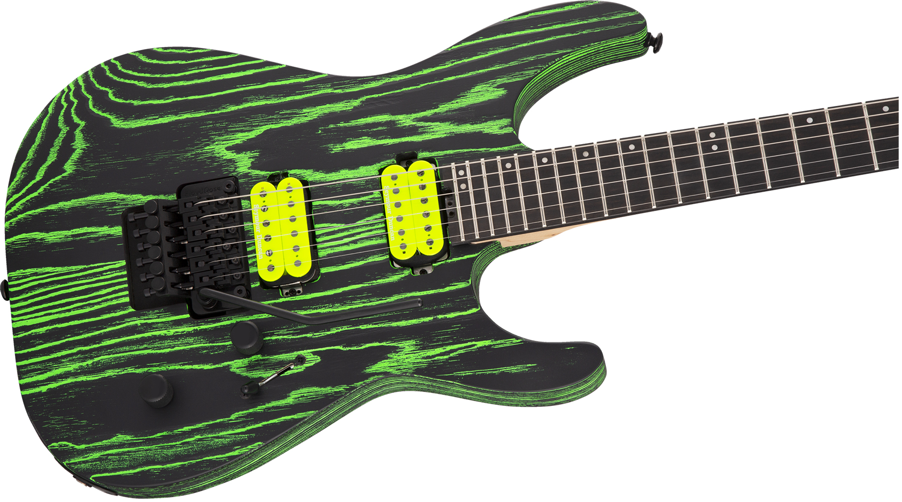 Jackson Dinky Dk2 Ash Pro 2h Seymour Duncan Fr Eb - Green Glow - Metalen elektrische gitaar - Variation 2