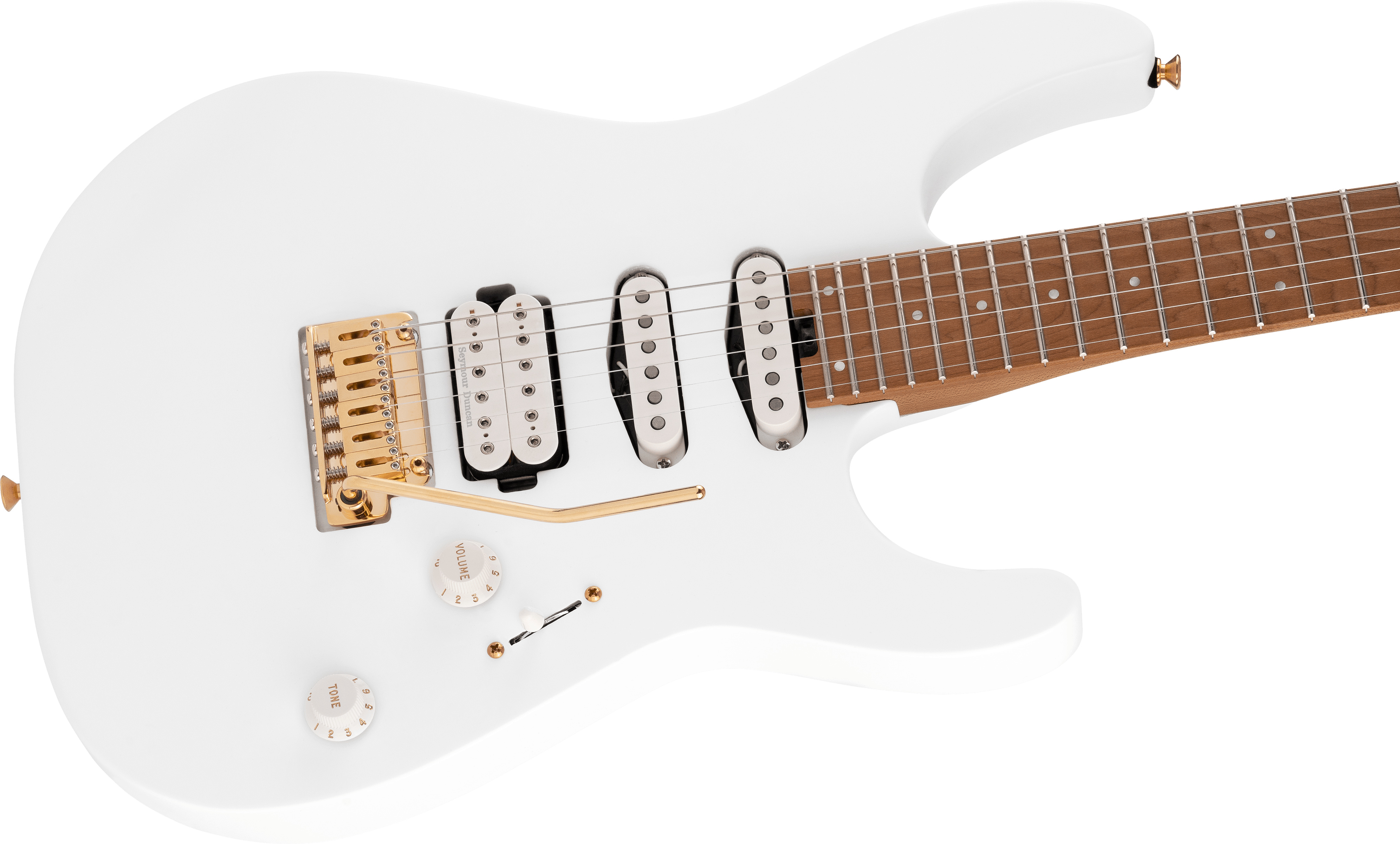 Charvel Dinky Dk24 Hss 2pt Cm Pro-mod Seymour Duncan Trem Mn - Snow White - Elektrische gitaar in Str-vorm - Variation 2