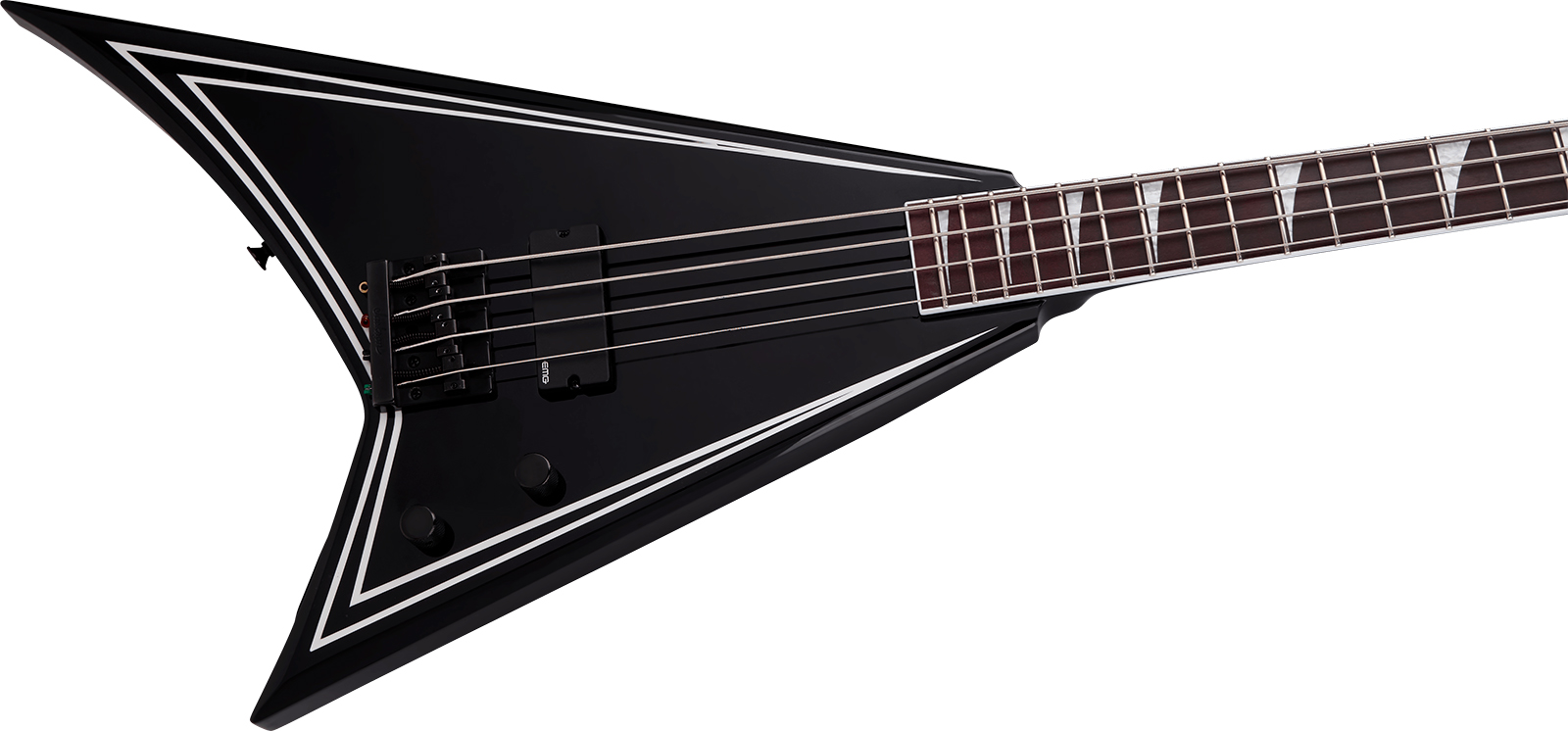Jackson Rhoads Rrb Iv X-series Bass Active Emg Ama - Black With White Pinstripe - Solid body elektrische bas - Variation 2