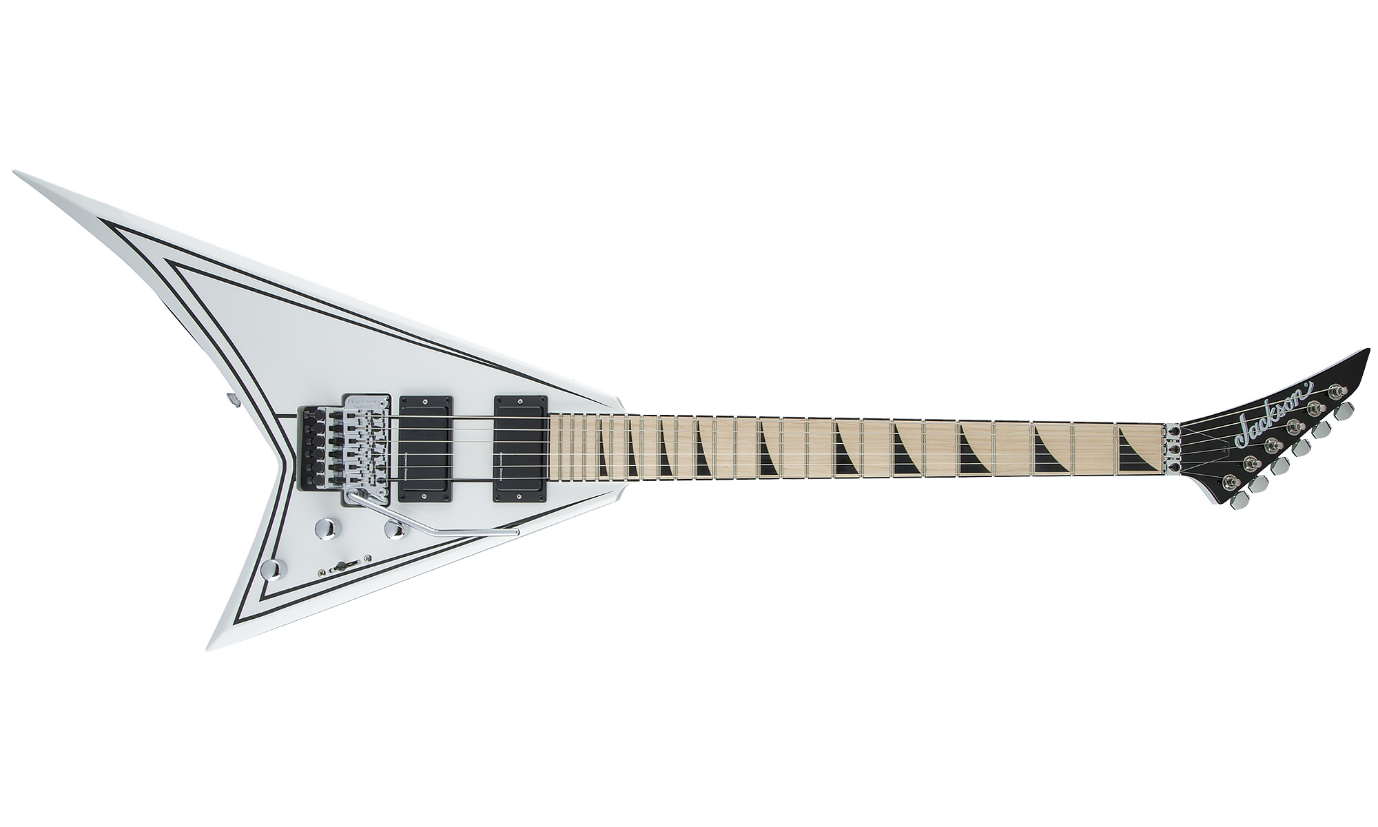 Jackson Rhoads Rrx24m 2h Seymour Duncan Fr Mn - White With Black Pinstripes - Metalen elektrische gitaar - Variation 1