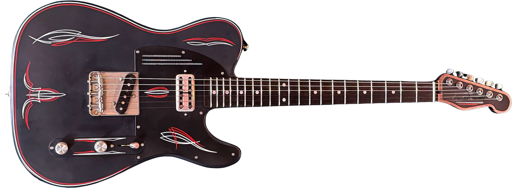 James Trussart Steelcaster Sh Ht Mn #25085 - Satin Black Pinstripe - Semi hollow elektriche gitaar - Main picture