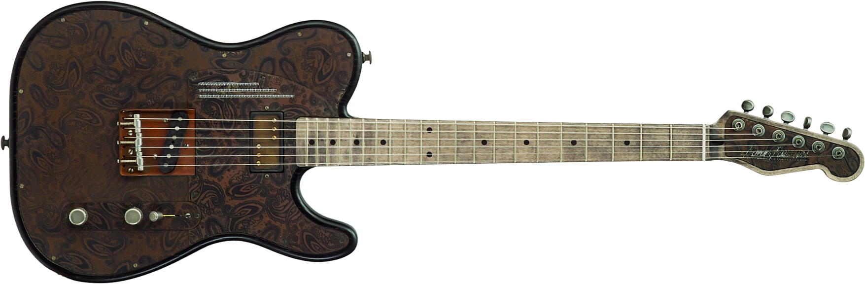 James Trussart Steeltopcaster Sh Ht Mn #26036 - Rust & Black Paisley Engraved - Televorm elektrische gitaar - Main picture