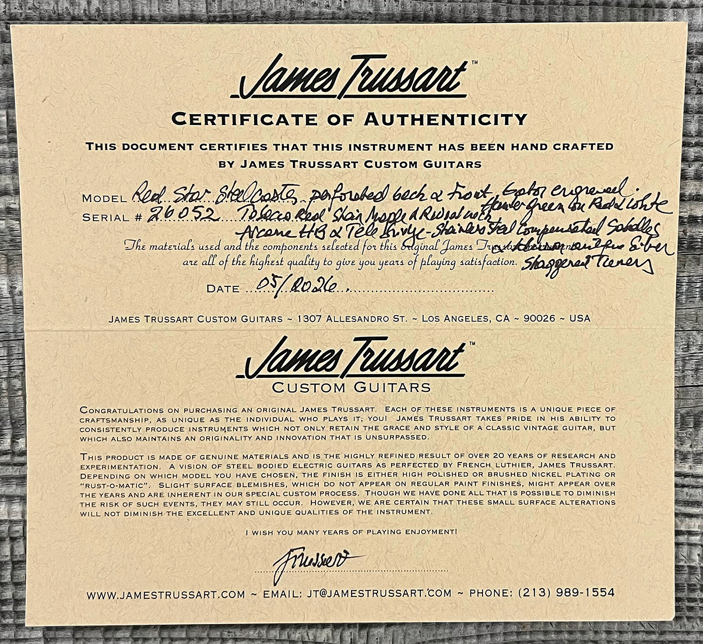 James Trussart Steelcaster Sh Ht Rw #26052 - Red Star Holey Gator Pickguard - Semi hollow elektriche gitaar - Variation 16