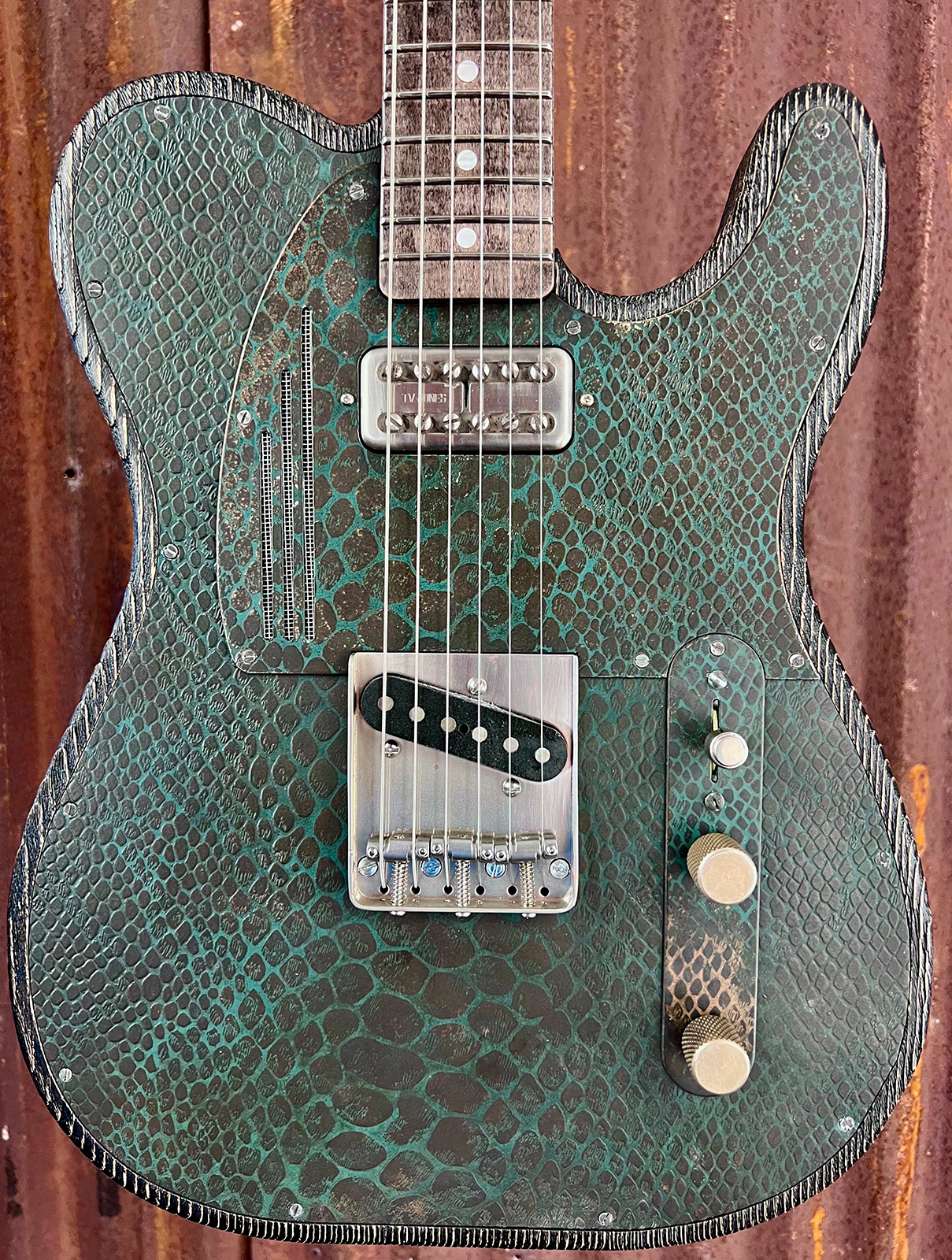 James Trussart Steeltopcaster Sh Ht Mn #12204 - Rusty Engraved Snake Skin - Televorm elektrische gitaar - Variation 3