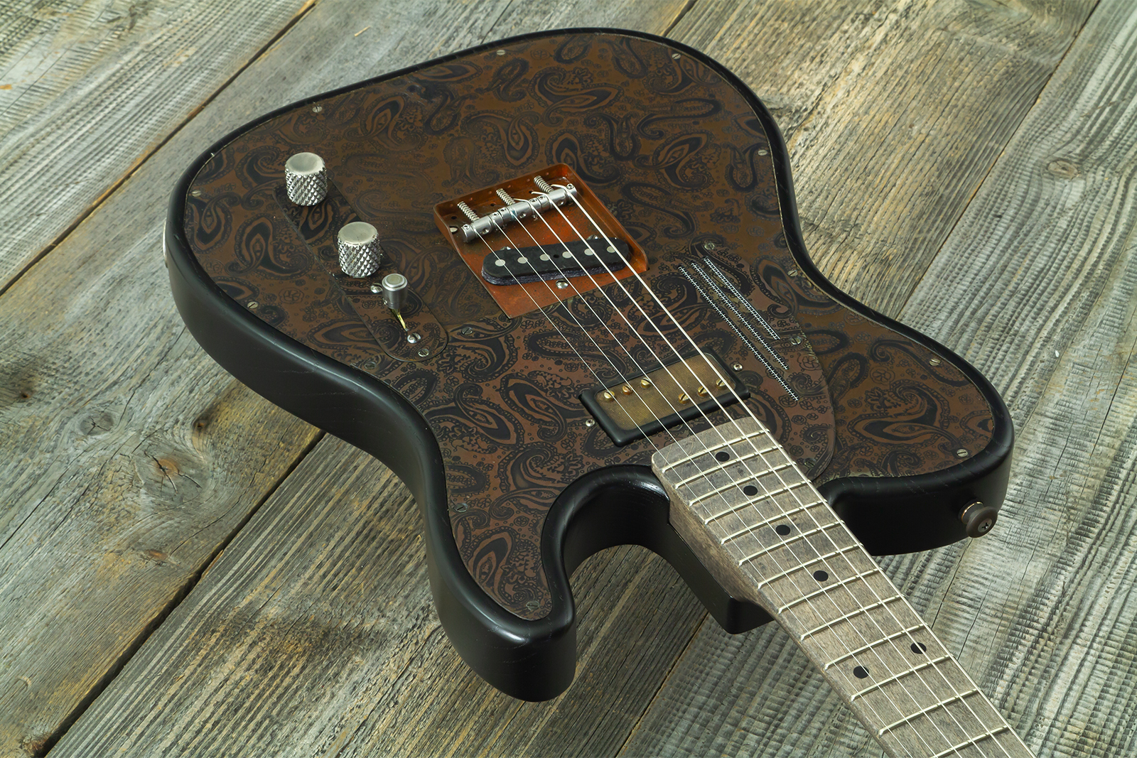 James Trussart Steeltopcaster Sh Ht Mn #26036 - Rust & Black Paisley Engraved - Televorm elektrische gitaar - Variation 2