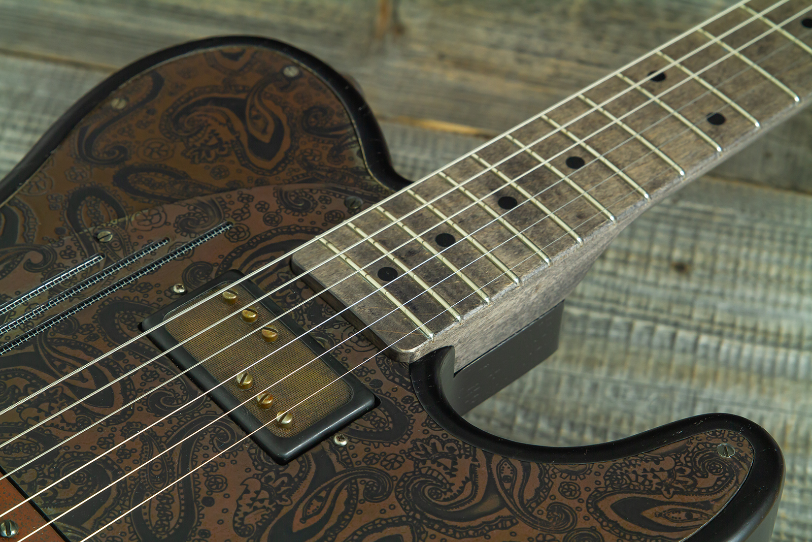James Trussart Steeltopcaster Sh Ht Mn #26036 - Rust & Black Paisley Engraved - Televorm elektrische gitaar - Variation 4