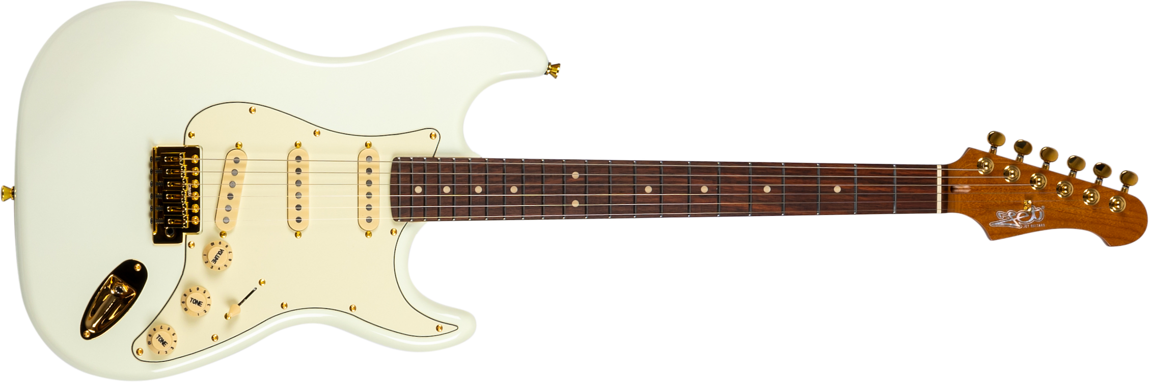 Jet Guitars Js-380 Ow G 3s Trem Rw - Olympic White - Elektrische gitaar in Str-vorm - Main picture