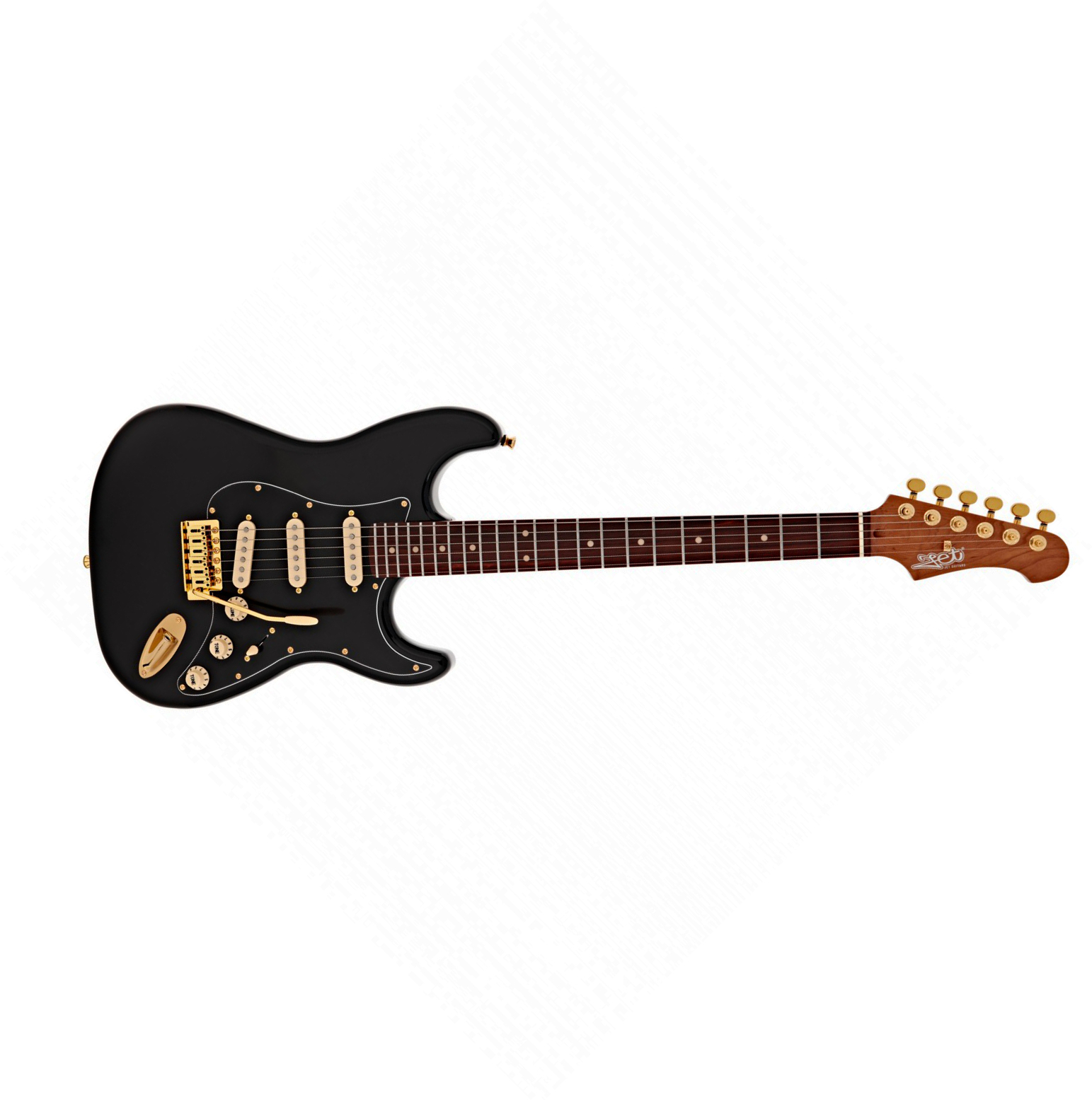 Jet Guitars Js380 Bk G 3s Trem Rw - Black - Elektrische gitaar in Strat vorm - Main picture