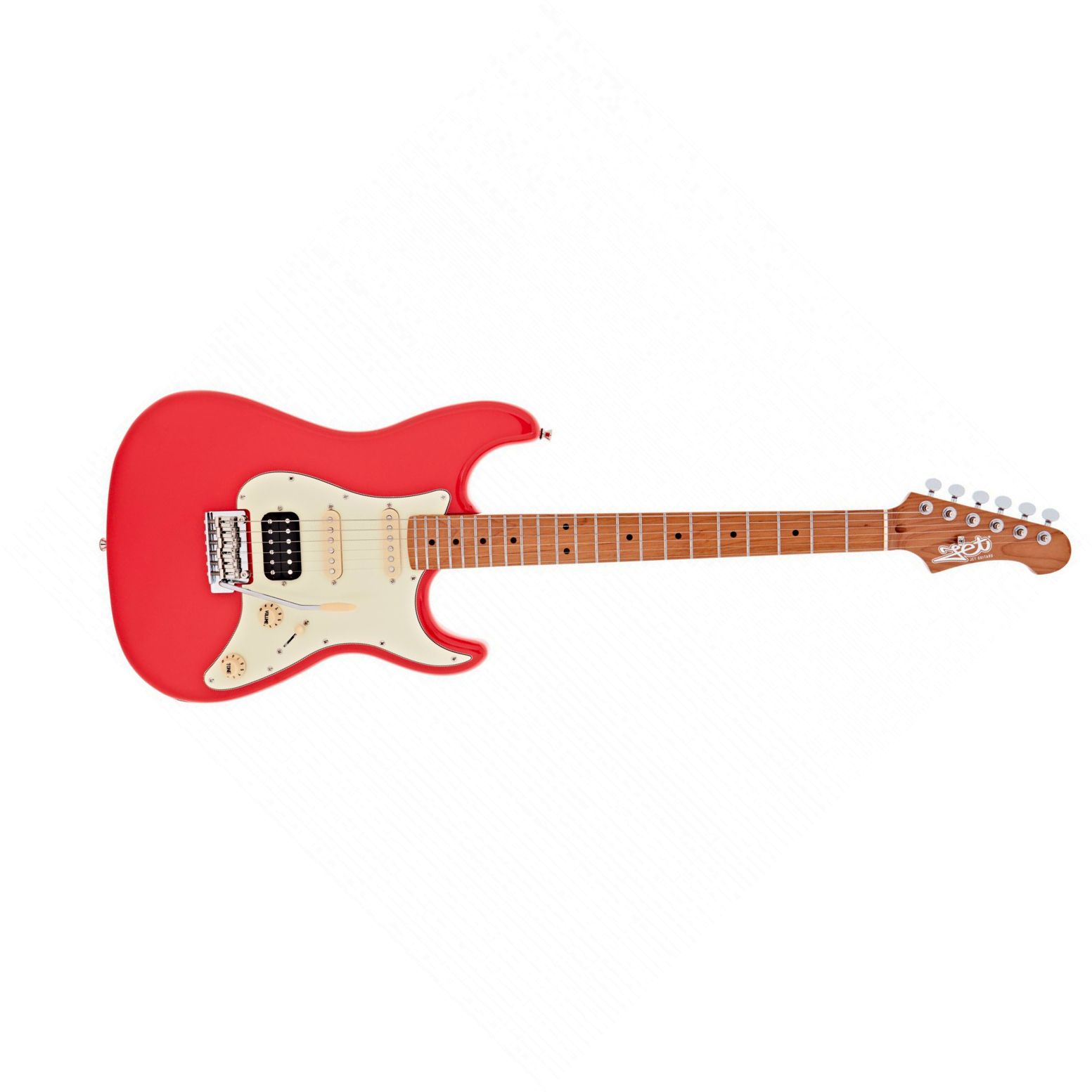 Jet Guitars Js400 Crd Hss Trem Mn - Coral Red - Elektrische gitaar in Strat vorm - Main picture