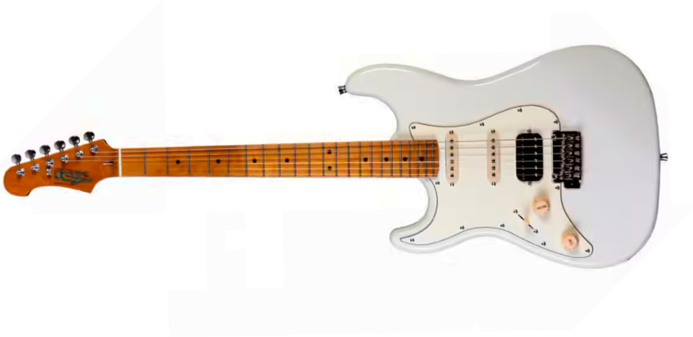 Jet Guitars Js400 Ow Lh Gaucher Hss Trem Mn - White - Elektrische gitaar in Strat vorm - Main picture