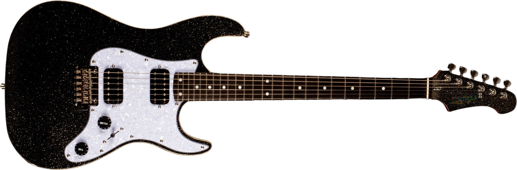 Jet Guitars Js500 Bls 2h Trem Eb - Black Sparkle - Elektrische gitaar in Str-vorm - Main picture