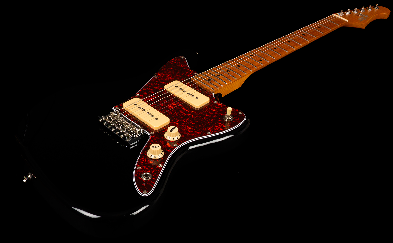 Jet Guitars Jj300 P90 Bk 2s Ht Mn - Black - Retro-rock elektrische gitaar - Variation 2