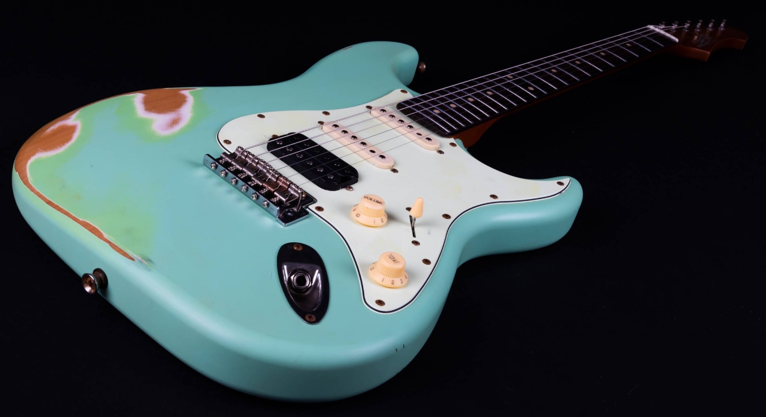 Jet Guitars Js400 Sg Rlc Hss Trem Mn - Sea Foam Green Relic - Elektrische gitaar in Strat vorm - Variation 3