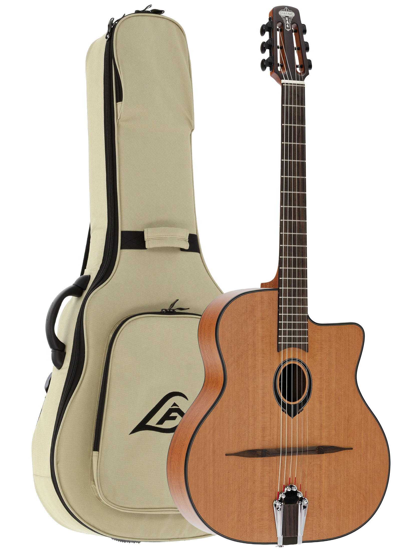 Lag Sl100 Solid Red Cedar + Housse - Natural - Gipsy gitaar - Variation 2