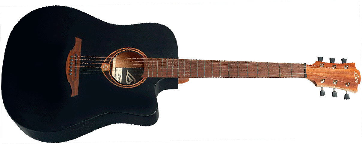 Lag T70dce Tramontane Dreadnought Cw Epicea Sapele Bro - Noir Satin - Elektro-akoestische gitaar - Variation 1