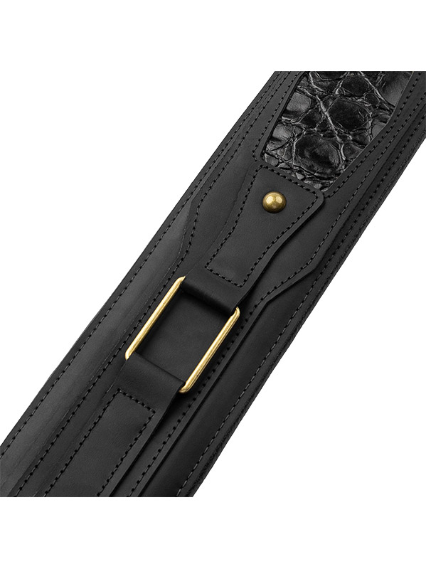 Levy's Apex - Cuir Crazy Horse RembourrÉ, Motif Croco, 7,6 Cm - Black - Gitaarriem - Variation 2