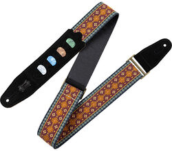 Gitaarriem Levy's 5 cm jacquard guitar strap with 4 pick holder - Design 26