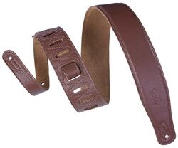 Gitaarriem Levy's M26GF-BRN - Suede Back Padded Leather 6.4 cm Brown