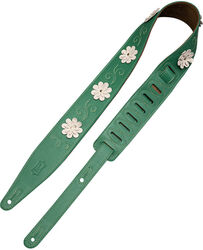 Gitaarriem Levy's In Bloom - 6,35 cm premium leather with hand-riveted flowers - Green
