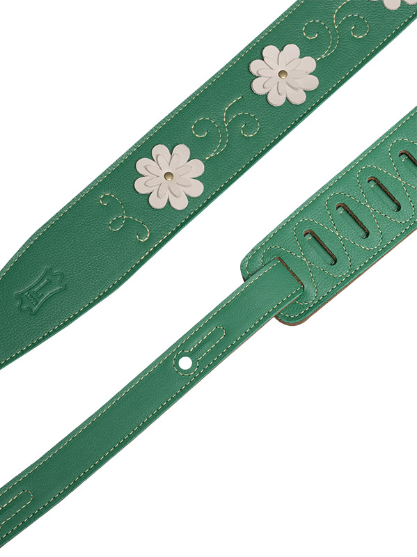 Levy's In Bloom - Courroie 6,35 Cm En Cuir Premium Et Fleurs Rivetees A La Main - Green - Gitaarriem - Variation 1