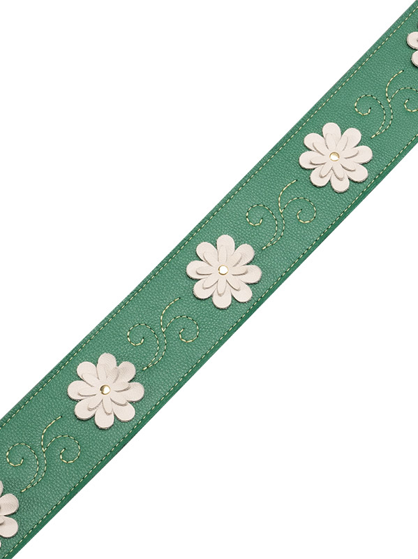 Levy's In Bloom - Courroie 6,35 Cm En Cuir Premium Et Fleurs Rivetees A La Main - Green - Gitaarriem - Variation 2