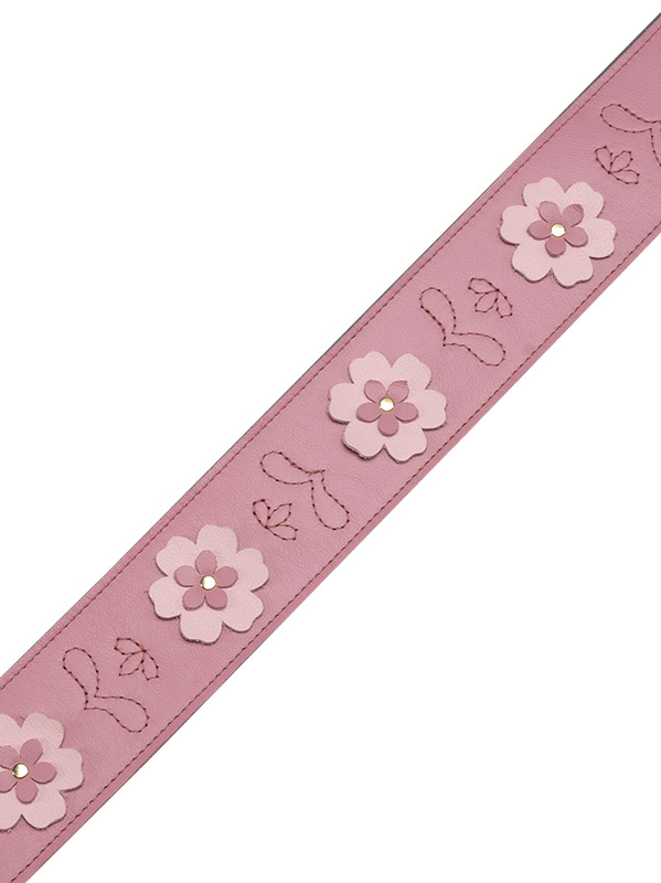 Levy's In Bloom - Courroie 6,35 Cm En Cuir Premium Et Fleurs Rivetees A La Main - Primrose Pink - Gitaarriem - Variation 1